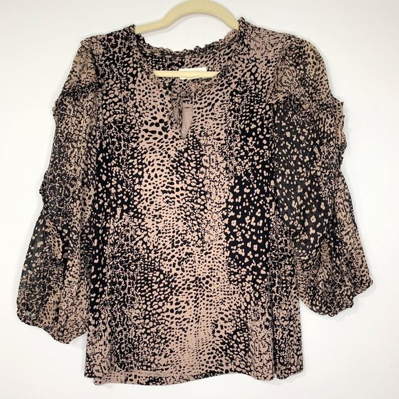 ANTHROPOLOGIE MAEVE Jacquin Animal Print Peasant Blouse Sz‎ XS - Picture 3 of 10
